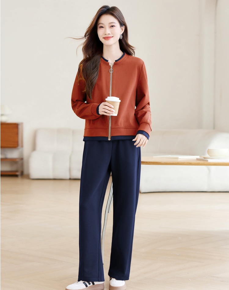 Casual loose casual pants middle-aged coat 2pcs set