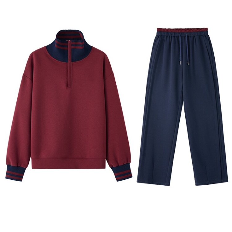 Spring half zip wide leg pants 2pcs set for women