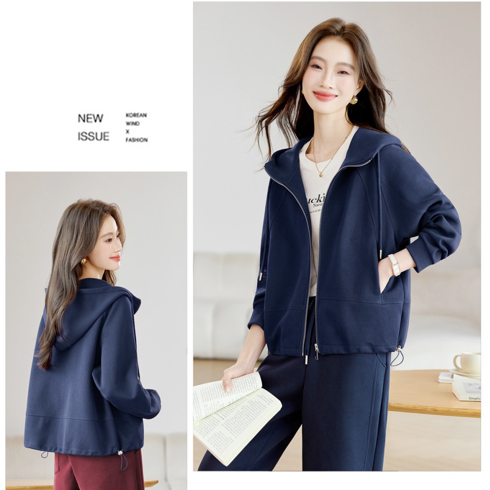 Zip Casual autumn hoodie hooded fashion tops for women