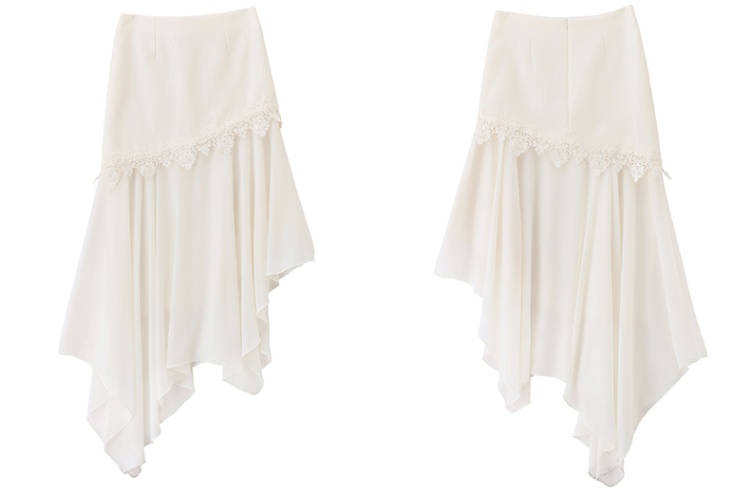 Lace splice skirt V-neck waistcoat 2pcs set