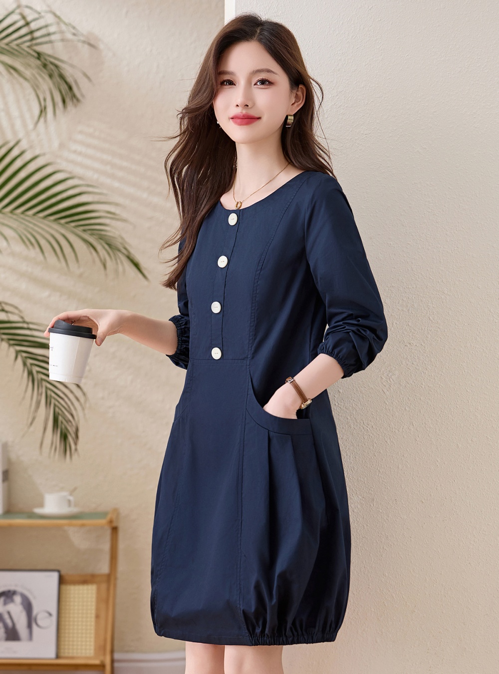 Fashion cotton spring long sleeve elegant dress