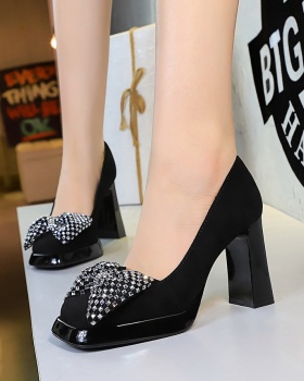 Bow rhinestone low lazy shoes Korean style thick shoes