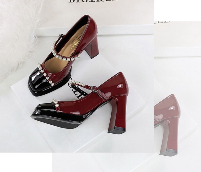 Square head thick platform mixed colors shoes for women