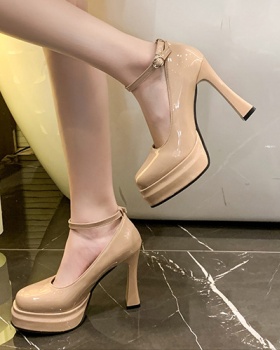 Nightclub high-heeled shoes patent leather platform