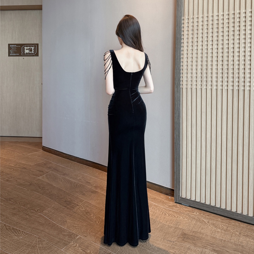 Mopping nightclub sexy evening dress halter split formal dress