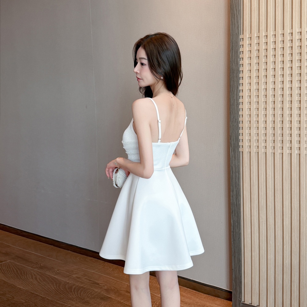 Low-cut sling slim dress V-neck beauty back sexy T-back