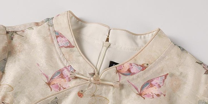 Summer large yard shorts butterfly cheongsam 2pcs set