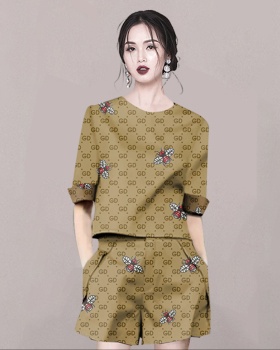 Casual bee T-shirt summer shorts 2pcs set for women