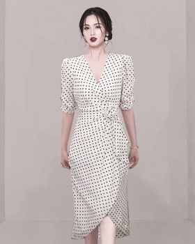 Summer package hip slim polka dot dress for women