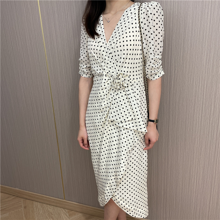 Summer package hip slim polka dot dress for women