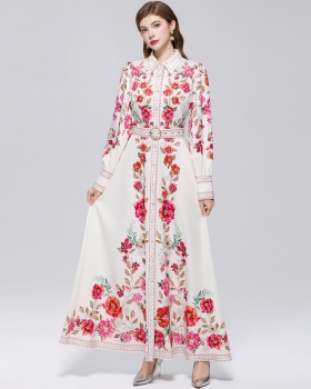 Puff sleeve breasted dress slim formal dress