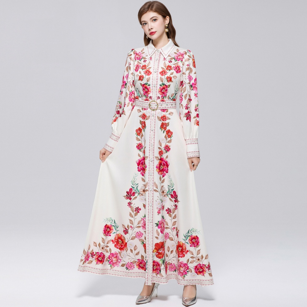 Puff sleeve breasted dress slim formal dress