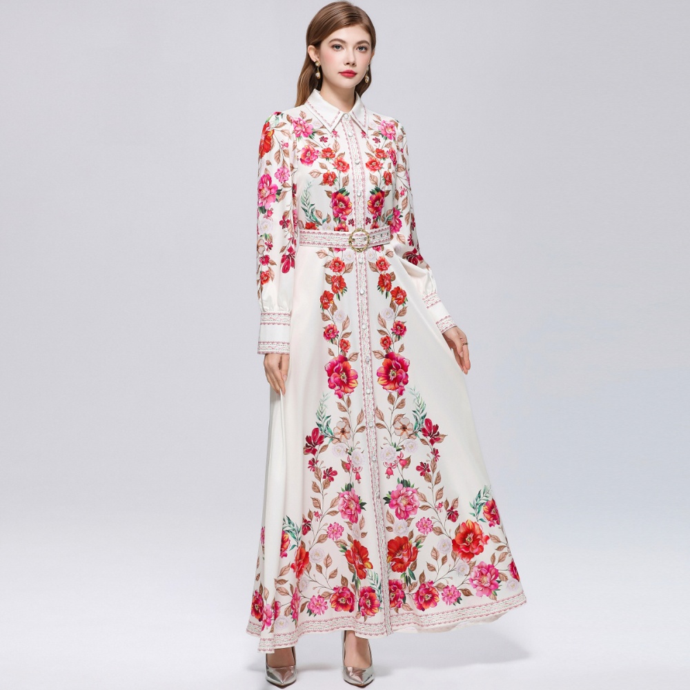 Puff sleeve breasted dress slim formal dress