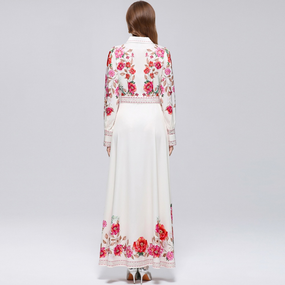 Puff sleeve breasted dress slim formal dress