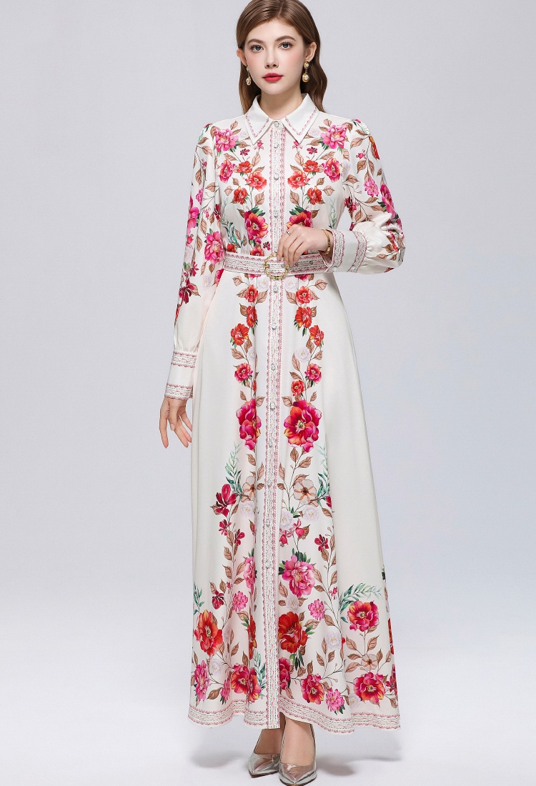 Puff sleeve breasted dress slim formal dress