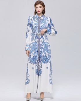 Long breasted dress slim retro formal dress