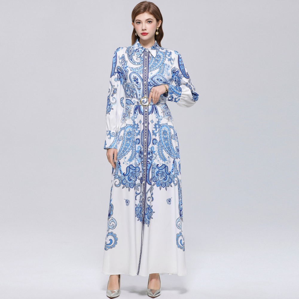 Long breasted dress slim retro formal dress