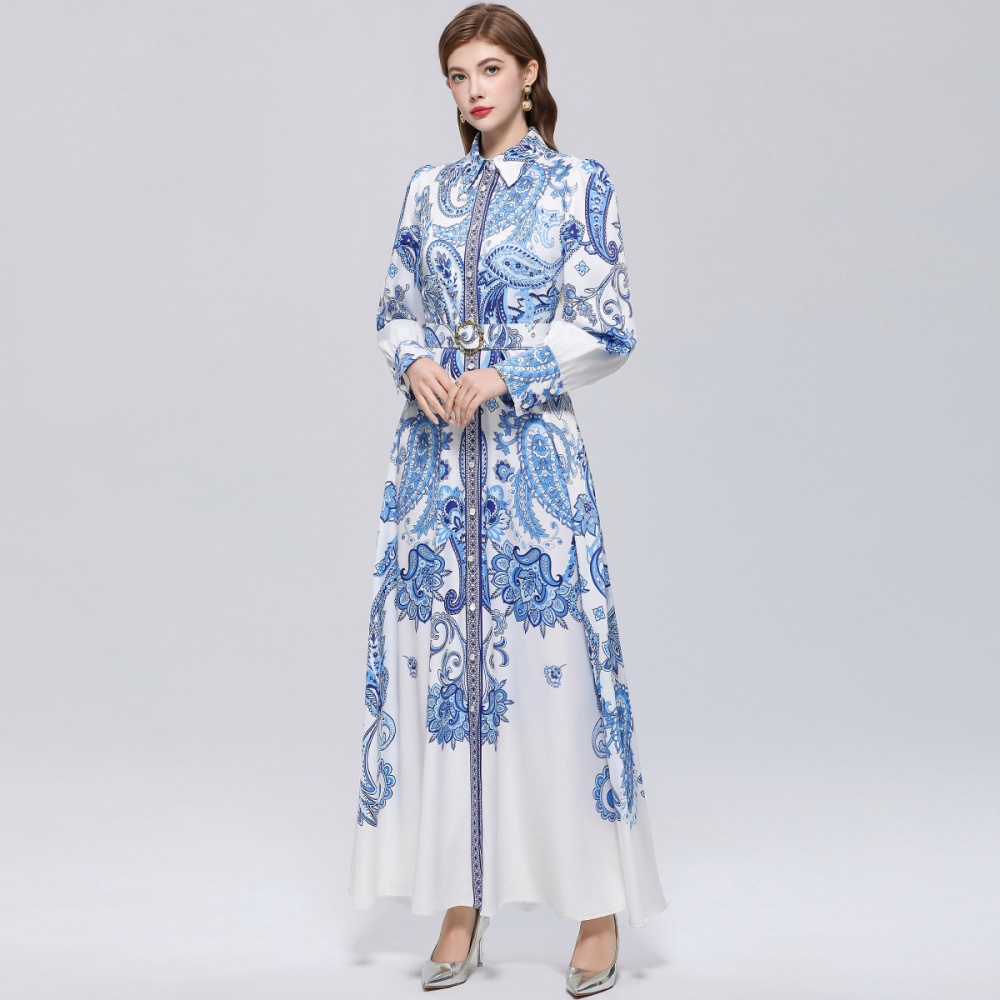 Long breasted dress slim retro formal dress