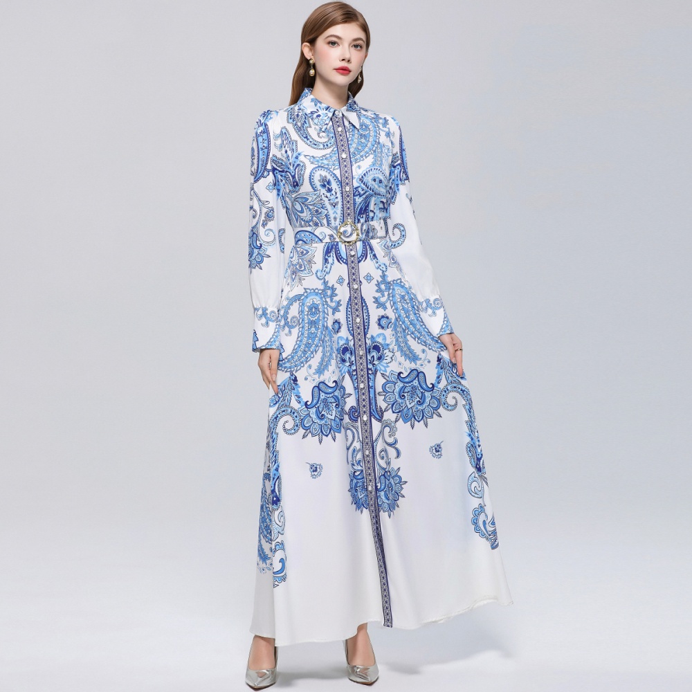 Long breasted dress slim retro formal dress