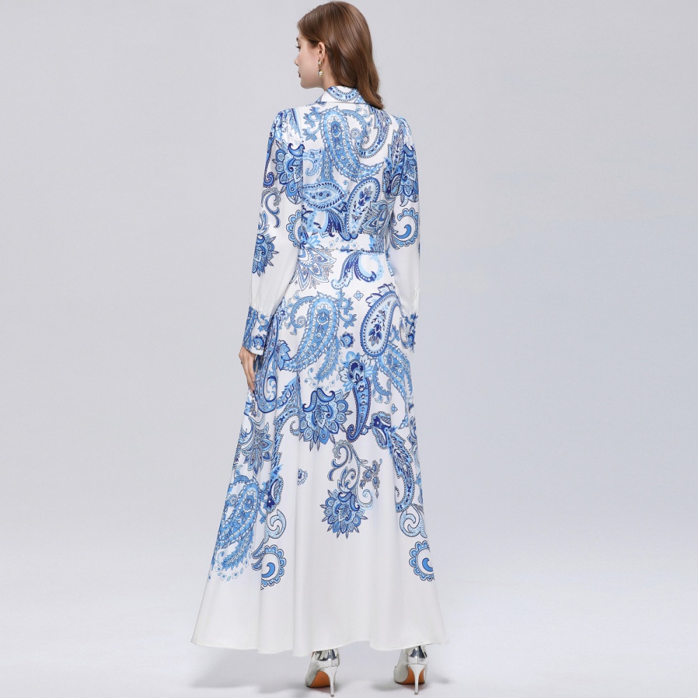 Long breasted dress slim retro formal dress