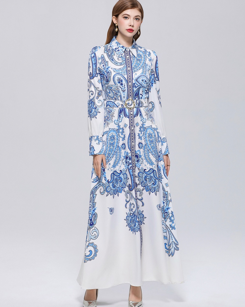 Long breasted dress slim retro formal dress