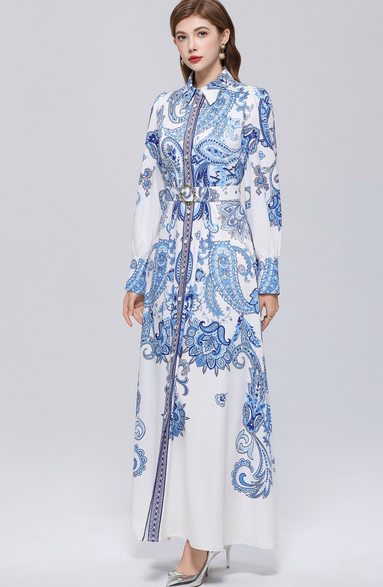 Long breasted dress slim retro formal dress