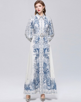 Breasted slim dress temperament long formal dress