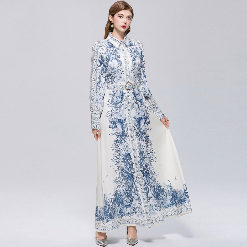 Breasted slim dress temperament long formal dress