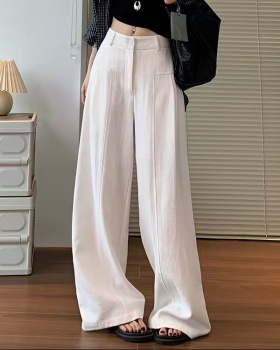 Drape cotton linen ice silk wide leg pants for women