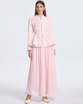 Beading back waistband tops temperament fashion skirt a set