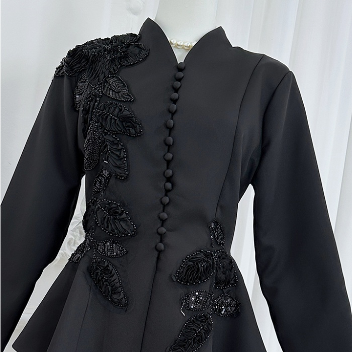 Beading back waistband tops temperament fashion skirt a set