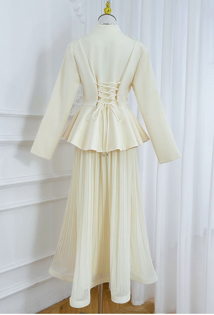 Beading back waistband tops temperament fashion skirt a set