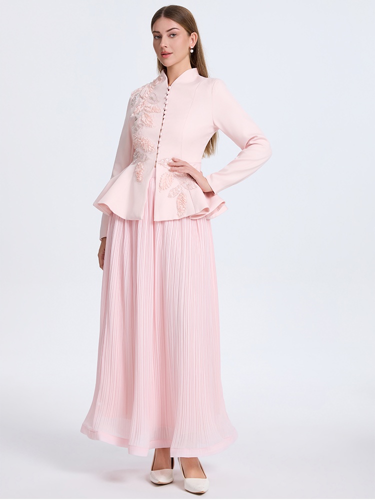 Beading back waistband tops temperament fashion skirt a set