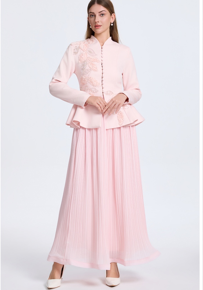 Beading back waistband tops temperament fashion skirt a set