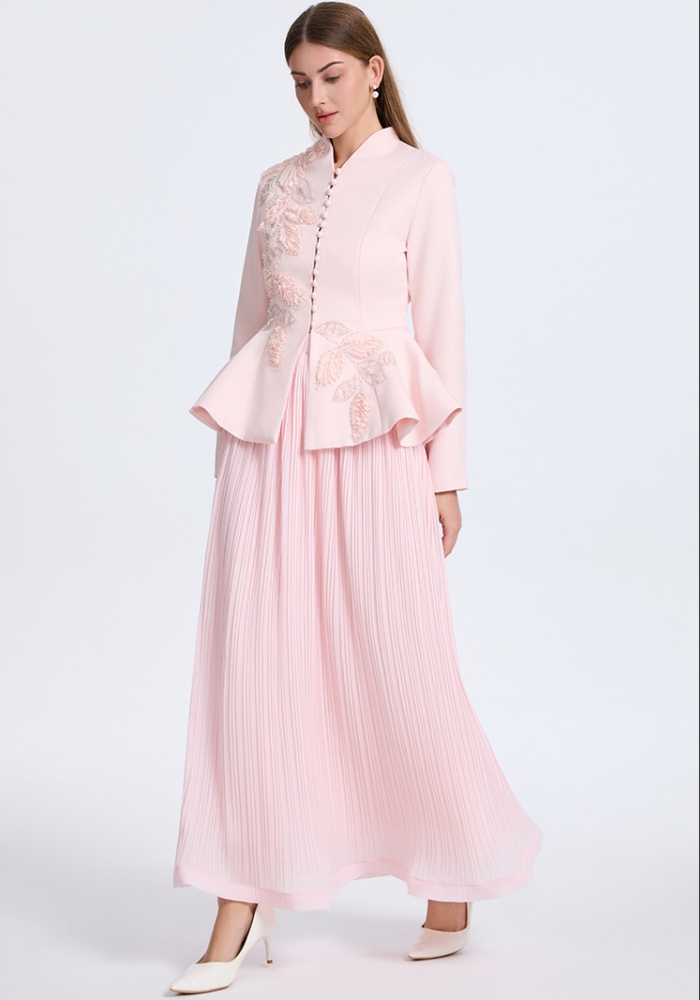 Beading back waistband tops temperament fashion skirt a set