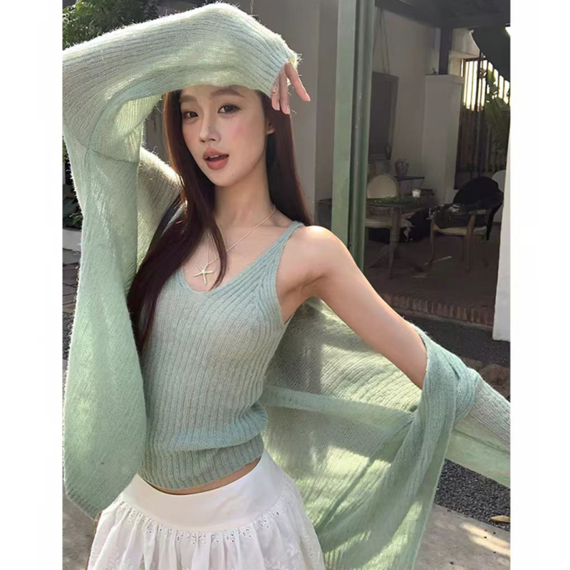 Korean style cardigan temperament coat 2pcs set