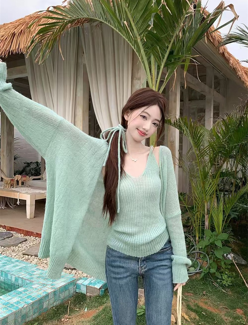 Korean style cardigan temperament coat 2pcs set