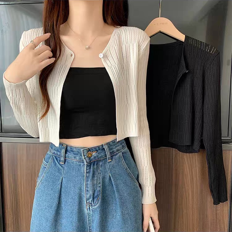 Thin knitted shirts sunscreen cardigan for women