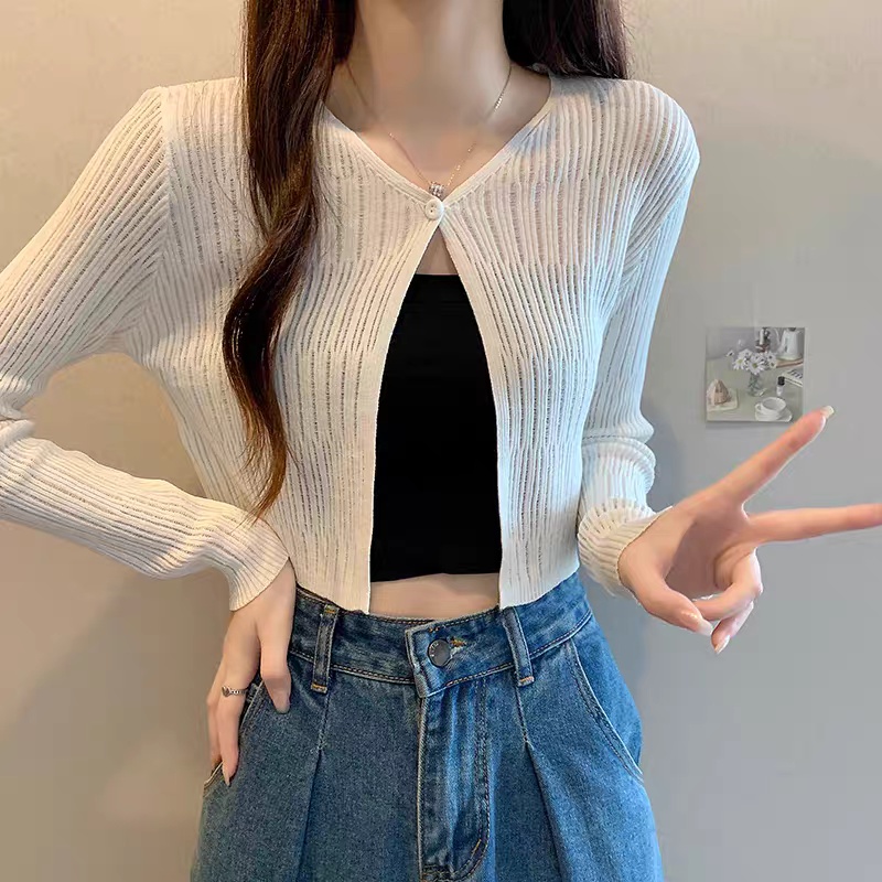 Thin knitted shirts sunscreen cardigan for women