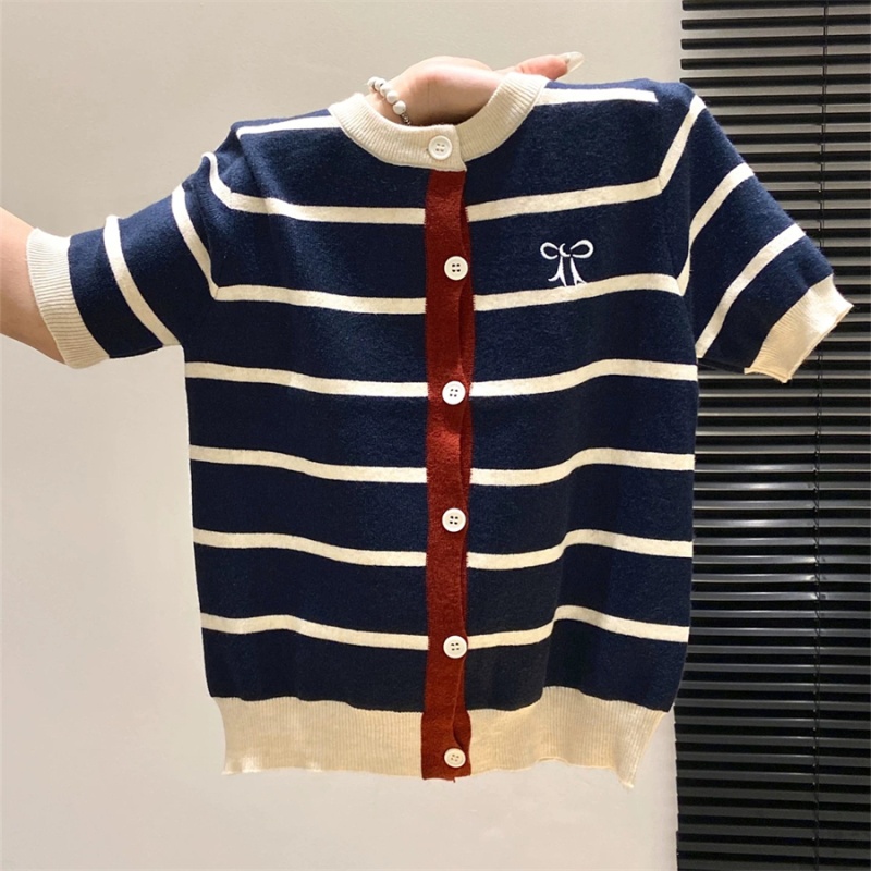 Korean style stripe cardigan temperament sweater