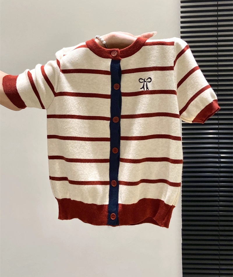 Korean style stripe cardigan temperament sweater