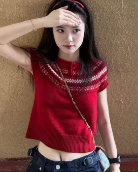 Fashion slim American style red spicegirl retro sweater