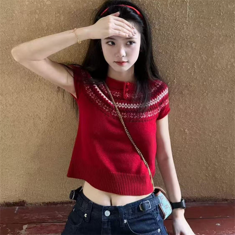 Fashion slim American style red spicegirl retro sweater