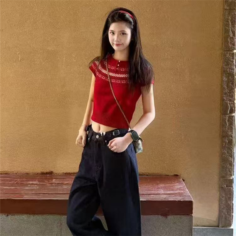 Fashion slim American style red spicegirl retro sweater