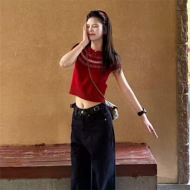 Fashion slim American style red spicegirl retro sweater