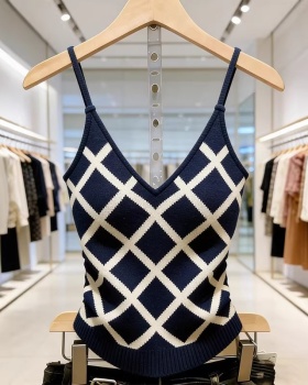 Sling spicegirl plaid tops short niche France style vest