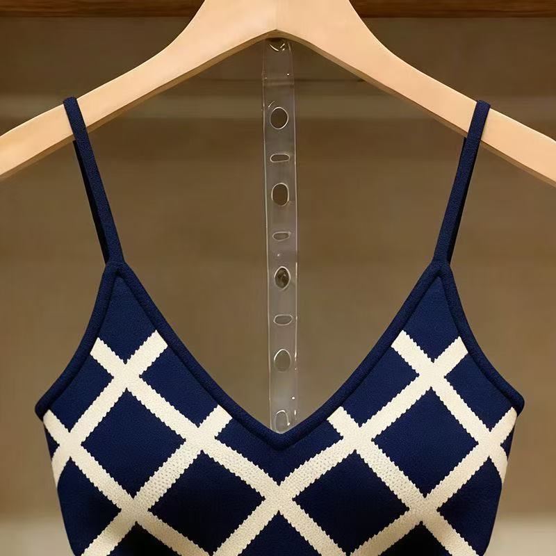 Sling spicegirl plaid tops short niche France style vest