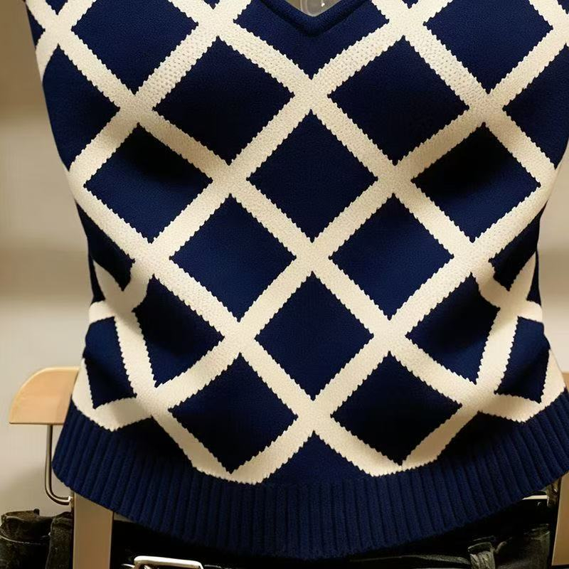 Sling spicegirl plaid tops short niche France style vest