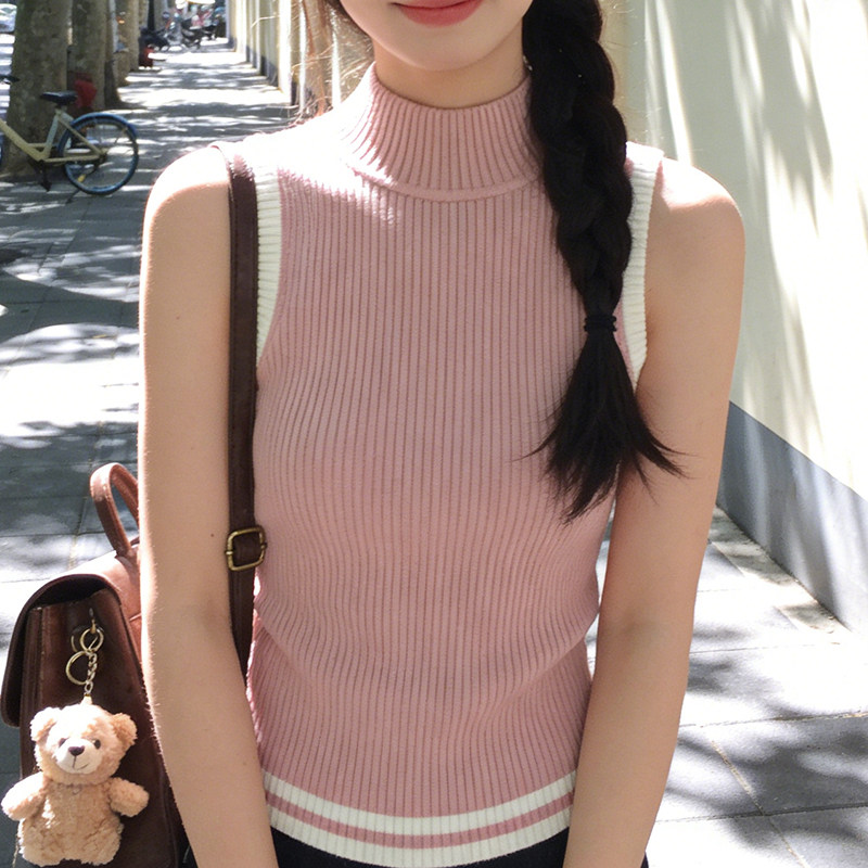 Knitted spicegirl slim vest enticement pinched waist tops