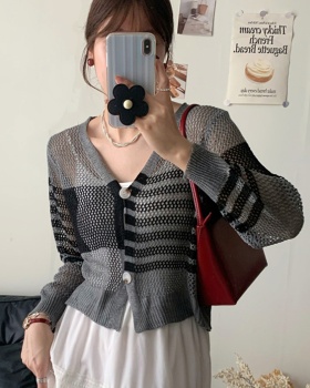 Hollow irregular smock sunscreen knitted coat for women